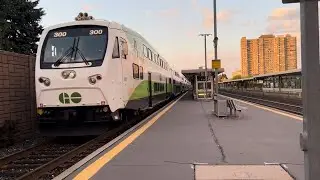 (Set leader 300!) GO 1729 pulling into and departing Clarkson with 300 & 679