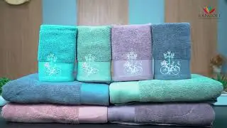 Martin Bath Towel Set II Beautiful Embroidery Prints II Rangoli Furnishings