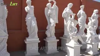 Outdoor life size beautiful standing marble woman angel sculpture for sale