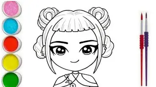 Drawing and coloring Zoey K-pop Damen hunters easy for kids