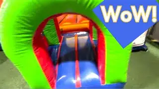 Sports Modular Bounce House with Tunnel Entrance  Wet or Dry Water Slide and Climbing Wall