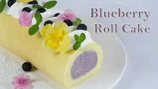 [노색소]~! 블루베리 롤케이크 만들기/도지마롤케이크/how to make blueberry roll cake recipe/ブルーベリー&middot;ロールケーキ