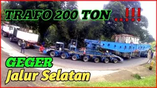 Jalur Selatan Viral 4 Truk Trailer Muatan Berat TRAFO 200 ton naik Di Jalan Tanjakan Ekstrim