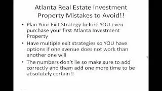 Atlanta Investment Property Mistakes to Avoid & Save Money!!