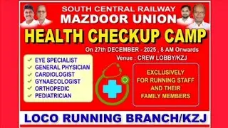 #SCRMU  Health Checkup Camp at Kazipet Crew Lobby for running staff on 27/12/2025..