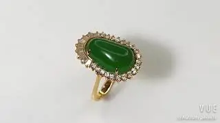 Lenora Jade Mix Tapered Baguette and Round Halo Ring M514, Green Stone, Diamond Jewellery, Women's