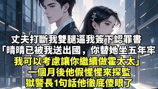 丈夫打斷我雙腿逼我簽下認罪書「晴晴已被我送出國，你替她坐五年牢我可以考慮讓你繼續做霍太太」一個月後他假惺惺來探監獄警長1句話他徹底傻眼了#現實情感#豪門言情#為人處世#小說