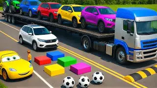 Flatbed Truck McQueen / Transportation with Truck / Pothole vs Car 17 / Mao Drive BeamNG