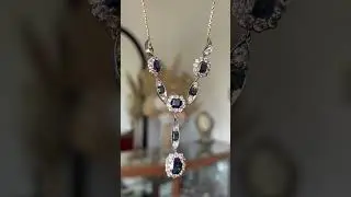 Vintage Dark Sapphire & White Sapphire Lavalier Necklace #vintagenecklace #antiquejewellery