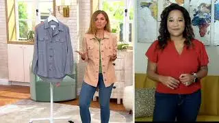 Centigrade Button Front Linen Shacket with Shirttail Hem on QVC