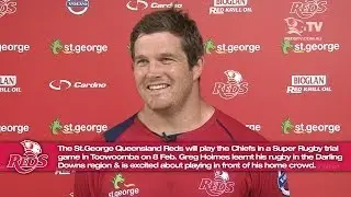 St.George Queensland Reds prop Greg Holmes chats with RedsTV ahead of the Toowoomba trial match