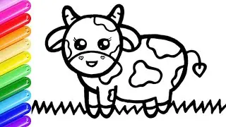 How To Draw A Cute Cow and Elephant Easy | Painting, Coloring For Kids