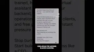 Delegate more, earn more. Stop doing the job of 5 people. Run your business like a CEO #busypeople
