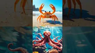 Crab vs Octopus (snail, blue poison dart frog, green lizard, turtle) #crab #octopus #animals