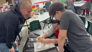 Ms Summer Angus students dissecting Squid today 