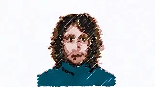 Self portrait with rotating pen strokes (loop)