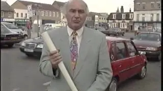 Anglia news 1995 - story about disturbance in St Neots, Cambs.