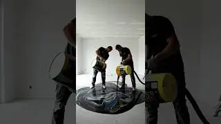 Living Room with a cinematic metallic epoxy floor  #usa #newyork