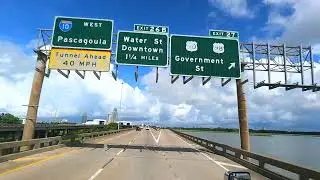 4K Mobile Alabama | Interstate 10 West | Alabama Tunnel | ASMR Driving