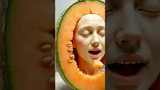 Calm Face in Cantaloupe | Surreal Fruit Art