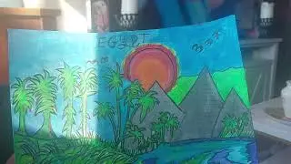 2nd Egypt painting pyramids Nile river and camel