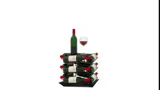 VINCENT: 12 BOTTLE ROTATING WINE RACK & SIDE TABLE (BLACK)