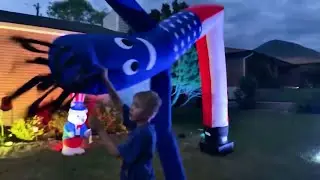 Live 4th of July Family Fun! Holiday Inflatable Air Dancer Yard Display & Fireworks