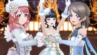 Snow Halation with white/blue outfits (Love Live! SIFAS)