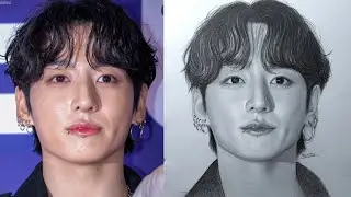 [BTS] Jungkook Drawing outline and shading tutorial step-by-step| How to Draw BTS Jungkook easy 