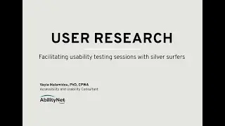 Carrying out user research with silver surfers: challenges and outcomes with Vayia Malamidou