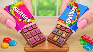 PINK Skittles vs RAINBOW Skittles | Satisfying Mini Candy Cake Challenge &  ASMR Dessert