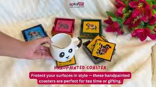 Handpainted Rajasthani Wooden Tea Coasters Set | Unique Table Decor | Eco-friendly &  Stylish