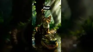 A cat is riding on the shoulder of a crocodile#fables #losttales #cartoonvideo #catvideos #crocodile