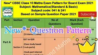 New* Question Pattern for Board Exam 2021 || CBSE Class 10 Maths