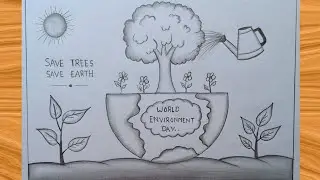 Environment day drawing easy | World environment day poster drawing | Save environment drawing