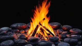Fireplace &ndash; 10-Hour Vibrant Teepee Campfire | Glowing Flames & River Rock Detail in Full HD