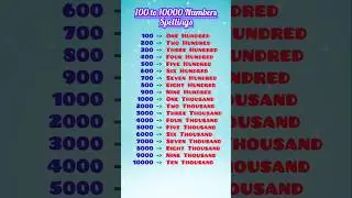 Numbers 100 to 10000 with Spelling | Learn Number Names in English #Shorts
