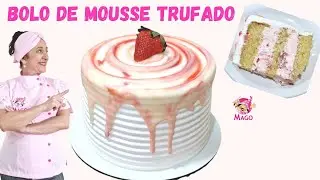 BOLO MOUSSE DE MORANGO TRUFADO (Aula Mago)