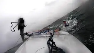 DISMASTING - Laser sailor loses mast in 40 kts of wind but SAVES WATER BOTTLE!!