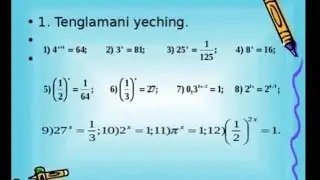 Assalomu alaykum Uzoqov matematika toʻplamidan koʻrsatkichli tenglamalar mavzusi misollari yechimi