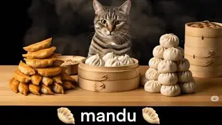 Asmr) mandu mukbang with munch cat