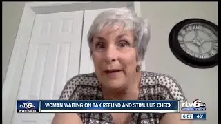 Woman waiting on tax refund and stimulus check