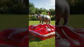 Baby Hippo Enjoying Jelly Bed #trending #fun #asmr