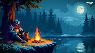 Welcome traveler – Medieval ambient music & campfire by the lake at night