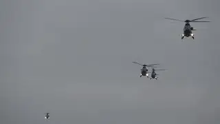 4 Super Pumas landen bei Bundespolizeifliegergruppe Sankt Augustin + LdbKW