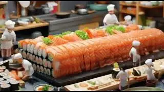 Makes a Giant sushi with Tiny worker #shorts #sushi #miniature 