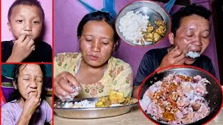 we are enjoying chicken at our dinner with all friends in Bhojpur