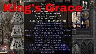 Diablo II Resurrected Rune Words  - Kings Grace (Amn Ral Thul)