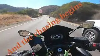 @R1 mafia tailed by zx6r @ Canyonluvr77, ninja 650 pushing to keep up.