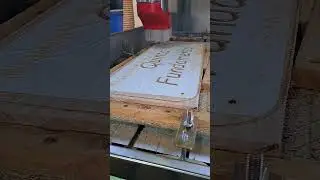 CNC - Cutting oak 28mm sign after carving #carving #cncrouter #cncsign #cncmachine #cnc6090